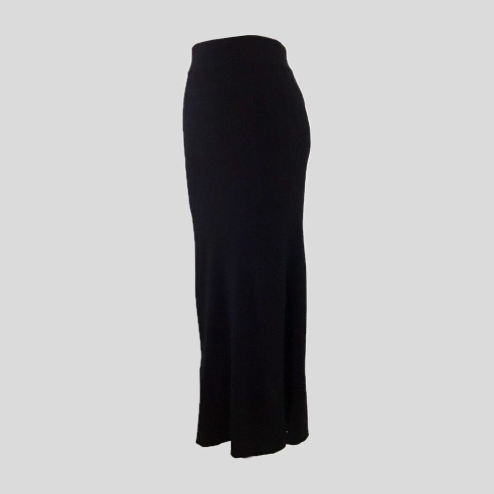 Splendid Black Stretch Knit A Line Flared Midi Skirt, Womens Size M